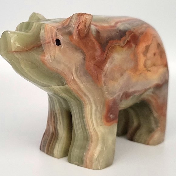 Polished Onyx Marble Bear - Unique Natural Stone Decor - Picture 3 of 5